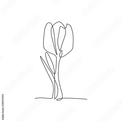 Paper flower one line drawing. Paper flower continuous single line vector illustration