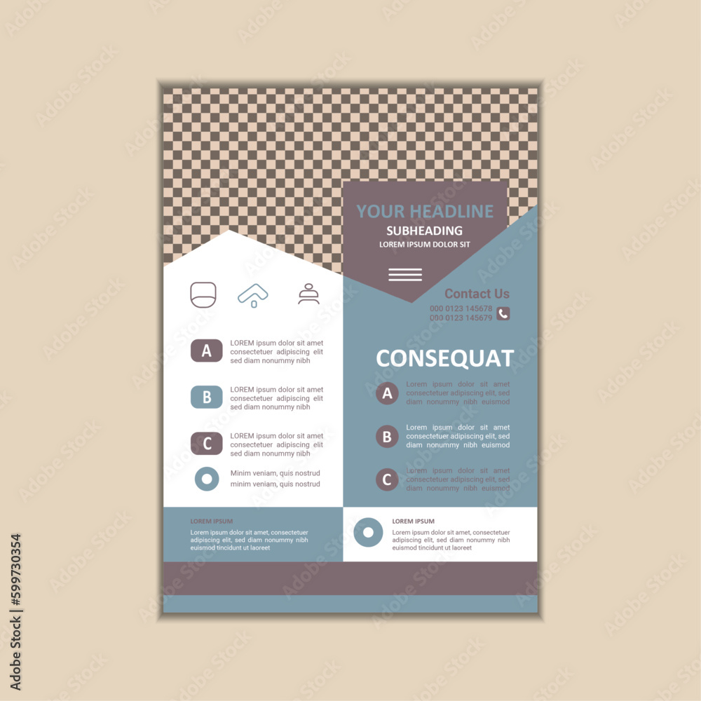 Vector A4 Size Corporate Business Flyer Design Template with bleed.