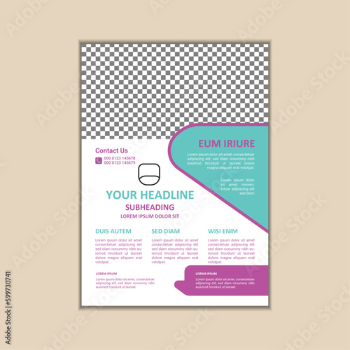 Vector A4 Size Corporate Business Flyer Design Template with bleed.