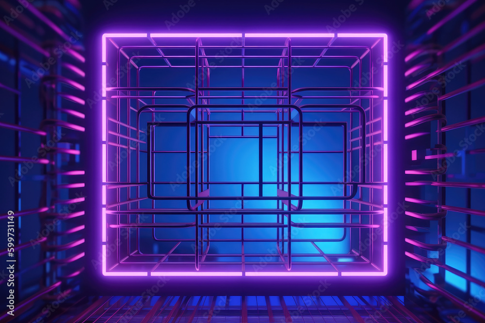 Night neon city on blue gradient color spectrum futuristic background Night neon city on blue gradient color spectrum futuristic background