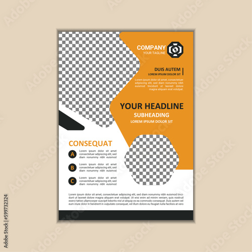 Vector A4 Size Corporate Business Flyer Design Template with bleed.