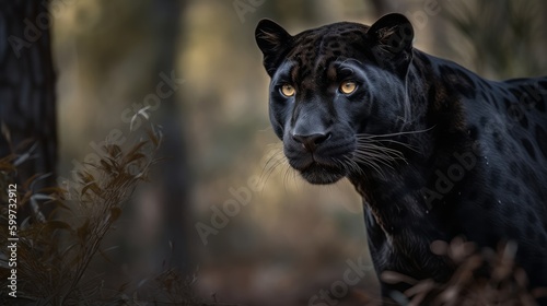 Sleek Black Panther Prowling AI Generated Generative AI © ArquitecAi