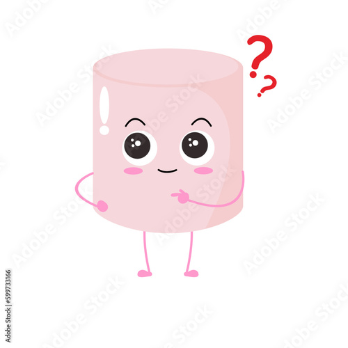 Vector illustration of marshmallow character with curious cute expression, cool, funny, marshmallow isolated on white background, simple minimal style, cute for mascot collection, emoticon. run