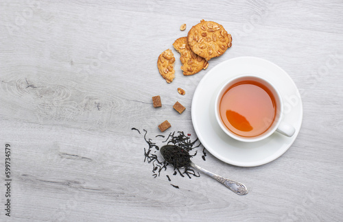 Cup of Tea on a light wooden background