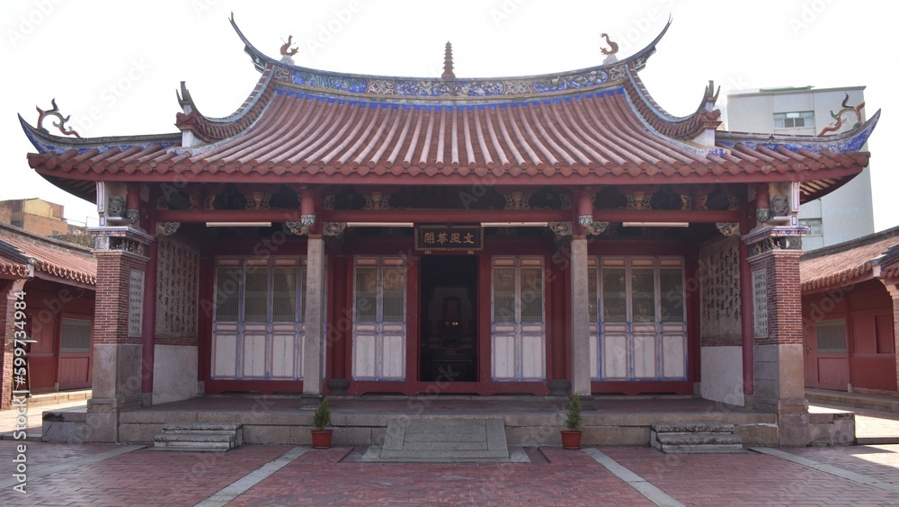 View from outside a traditional Chinese temple in Lukang, Taiwan. View from outside a traditional Chinese temple in Lukang, Taiwan.