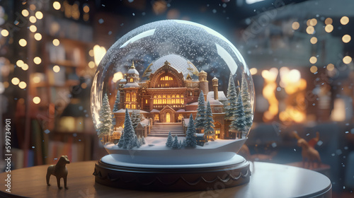 クリスマス、プレゼント、スノードーム   Christmas, presents, snow globes, Generative AI  © happy Wu 