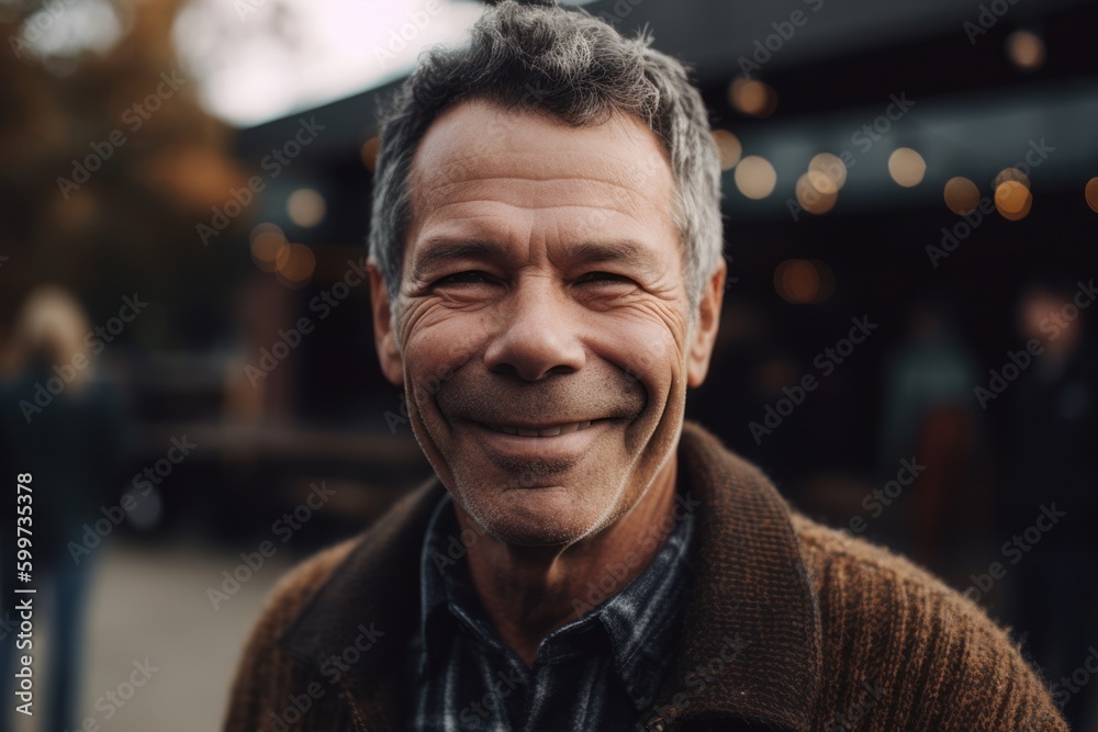 Portrait of a smiling senior man looking at the camera outdoors.