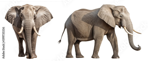 Elephant Side and Front view Isolated on Transparent Background - Generative AI  © RenZen
