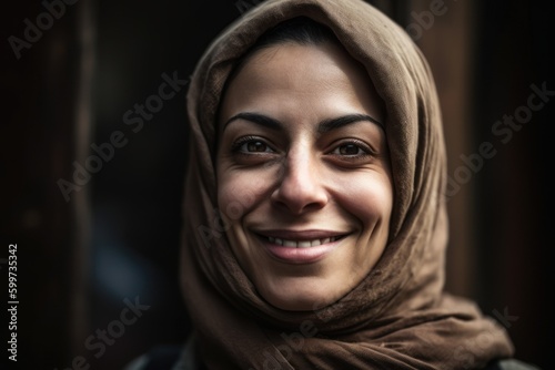 Portrait of a happy muslim woman smiling and looking at camera