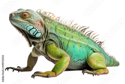 Green Iguana Isolated on Transparent Background - Generative AI  © RenZen