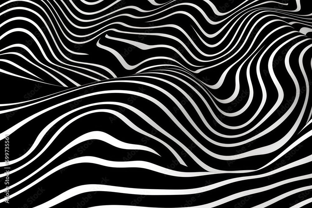 Abstract black and white wavy stripes.