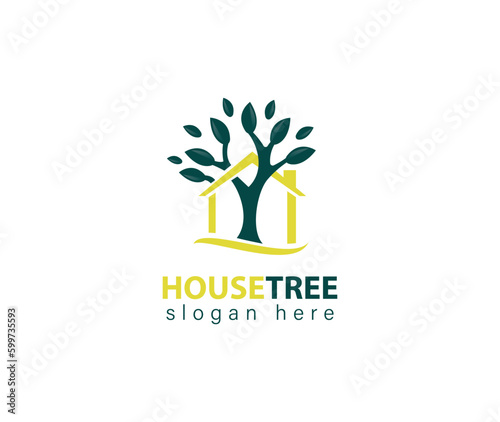 Tree House Logo Design Template. Nature eco House Logo