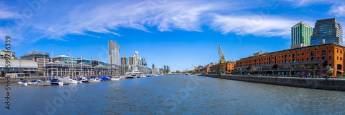 Argentina, Buenos Aires, skyline and cityscape of Puerto Madero, a waterfront Rio De La Plata.