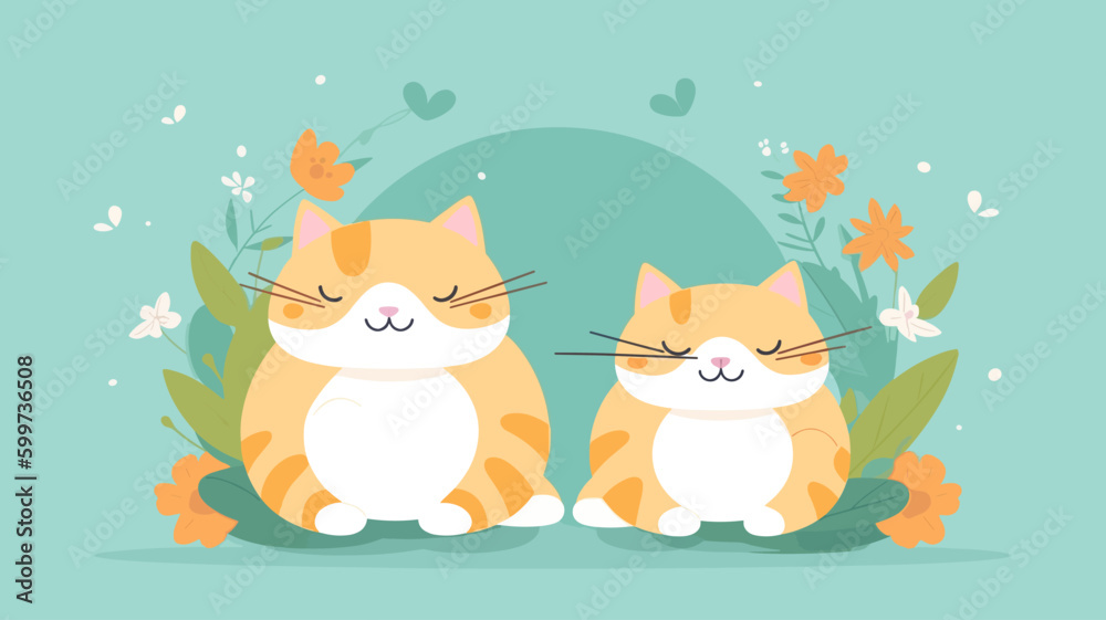 Cute cat vector illustration with a flat cartoon design.