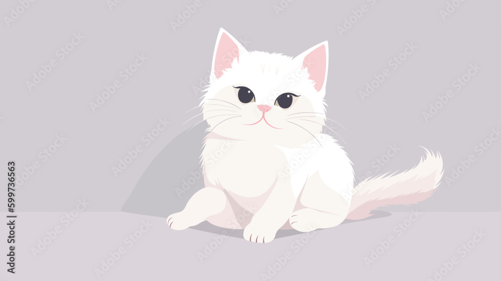 Obraz premium Cute cat vector illustration with a flat cartoon design.