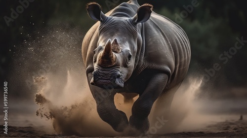 Mighty Rhino Roaming Wild Landscape AI Generated Generative AI © ArquitecAi