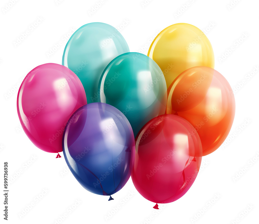 Birthday balloons in transparent background. Generative AI. Birthday balloons in transparent background. Generative AI.