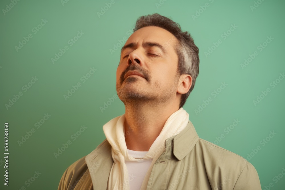 Portrait of handsome man with closed eyes on color background, closeup Portrait of handsome man with closed eyes on color background, closeup