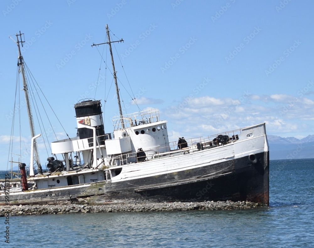 The shipwreck of Saint Christopher in Ushuaia, Argentina The shipwreck of Saint Christopher in Ushuaia, Argentina