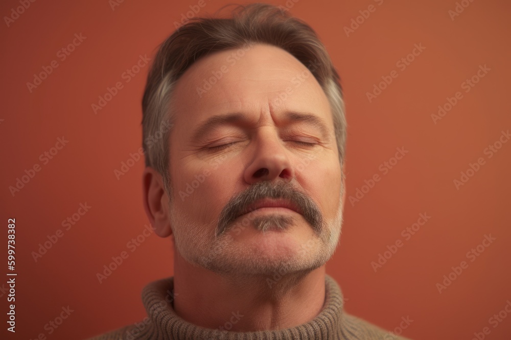 Obraz premium Portrait of a middle-aged man on a brown background.