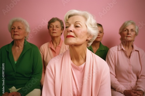 Group of elderly women in a nursing home. Selective focus.