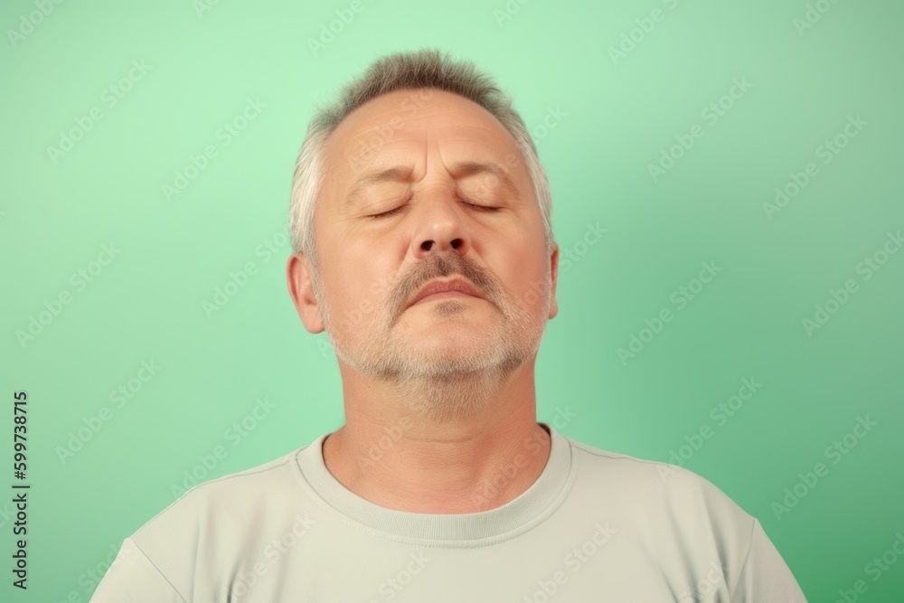 Mature man suffering from headache on color background. Health care concept Mature man suffering from headache on color background. Health care concept