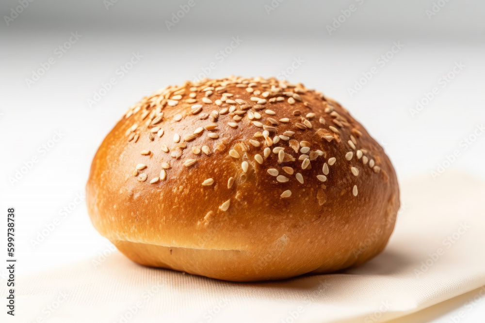 Bread with seeds for burger on white background Bread with seeds for burger on white background