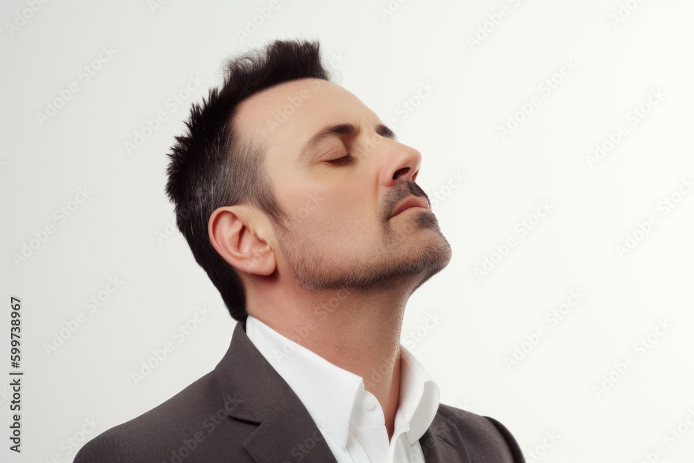 Portrait of a pensive businessman with closed eyes, isolated on white background Portrait of a pensive businessman with closed eyes, isolated on white background