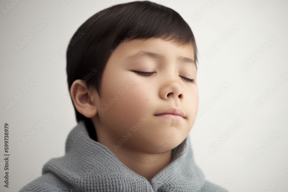 Portrait of a cute asian boy in winter clothes, studio shot Portrait of a cute asian boy in winter clothes, studio shot