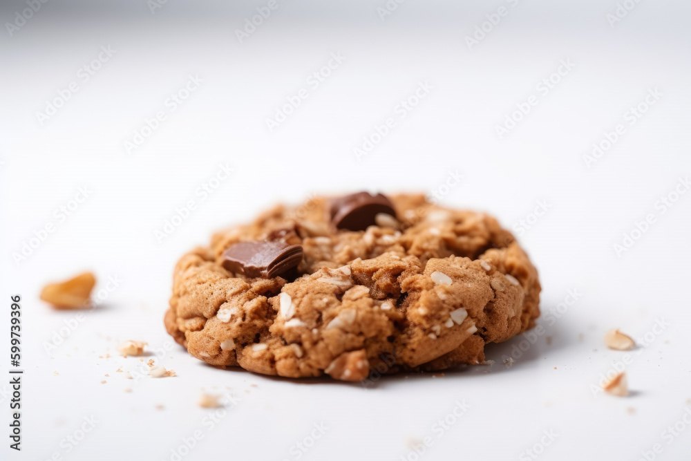 Chocolate chip cookies on white background. AI Generative. Chocolate chip cookies on white background. AI Generative.