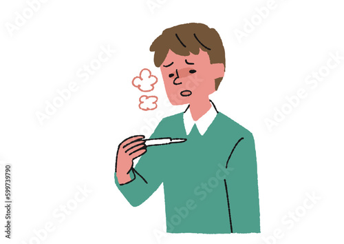発熱している男性のイラスト