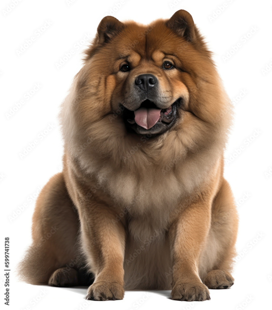 Chow chow Dog isolated on white background, Generated by AI