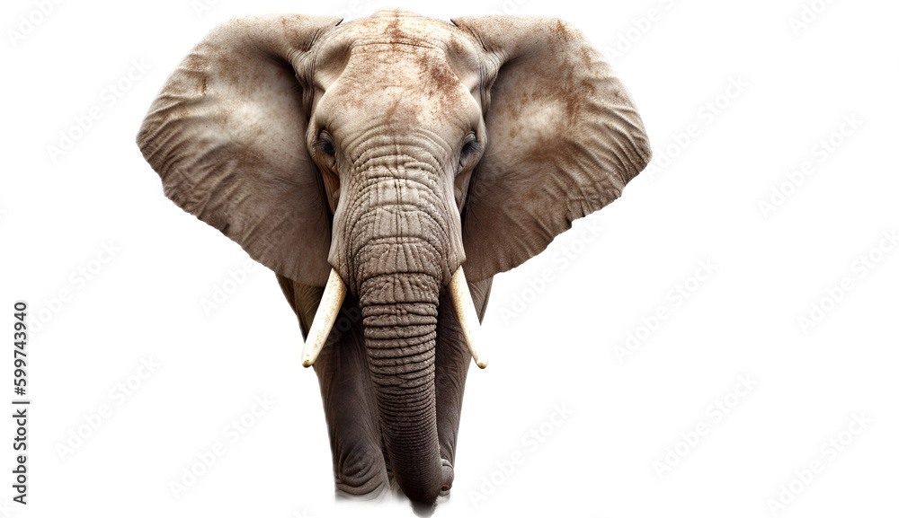  Elephant isolated on transparent background. 3D rendering.