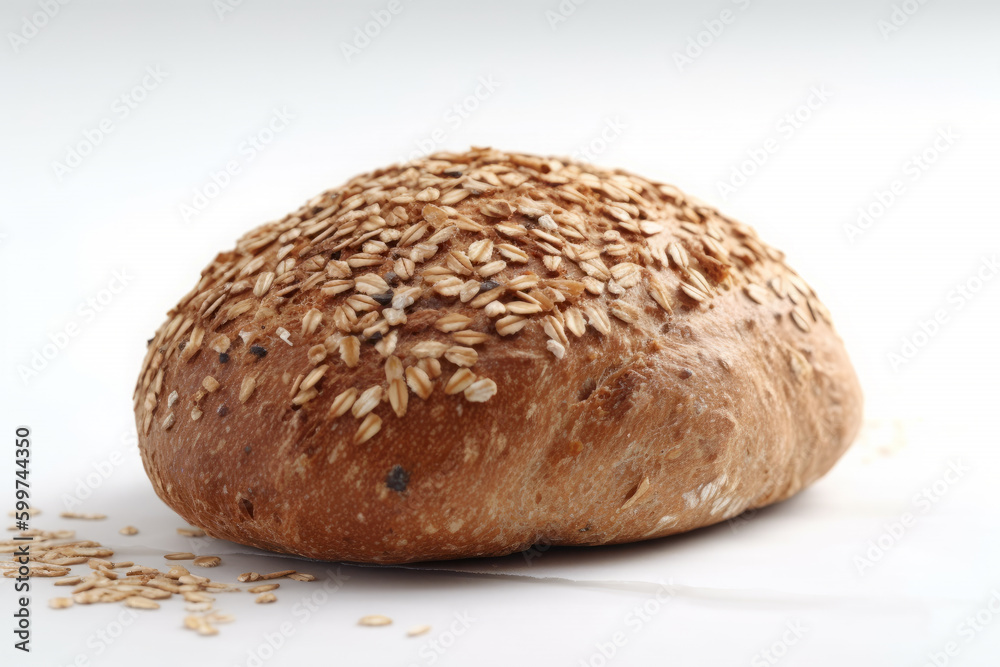 Bread with seeds white background. AI Generative. Bread with seeds white background. AI Generative.