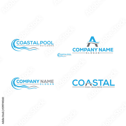 wave coaster logo vector isolated. modern beach wave and A letter initial  logo design inspiration