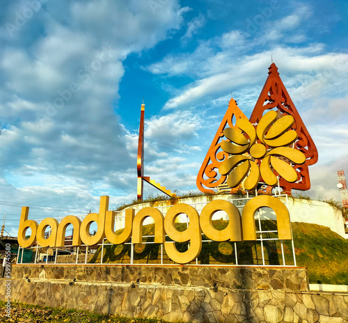 The city center of the town square of Bandungan which is a mountain tourist spot with many hotels, villas, inns and also fresh fruit and vegetable markets. Ungaran, Indonesia - 01.24.2023.
 photo