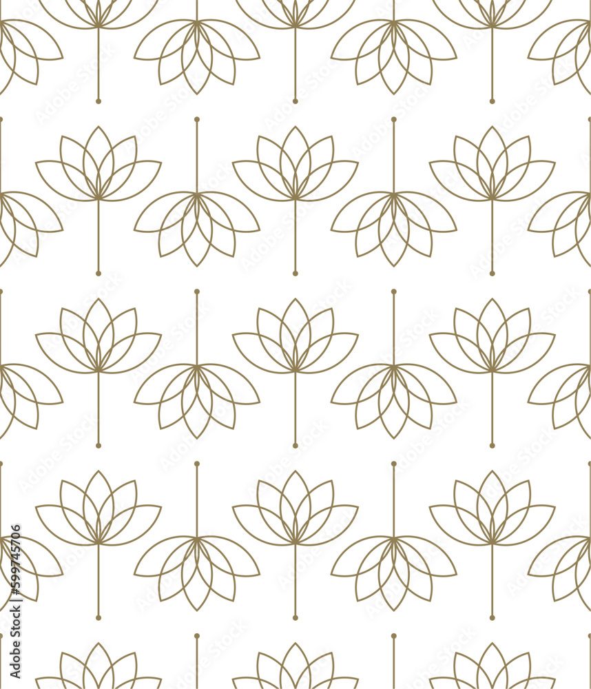 Seamless pattern with a stylized lotus flower
