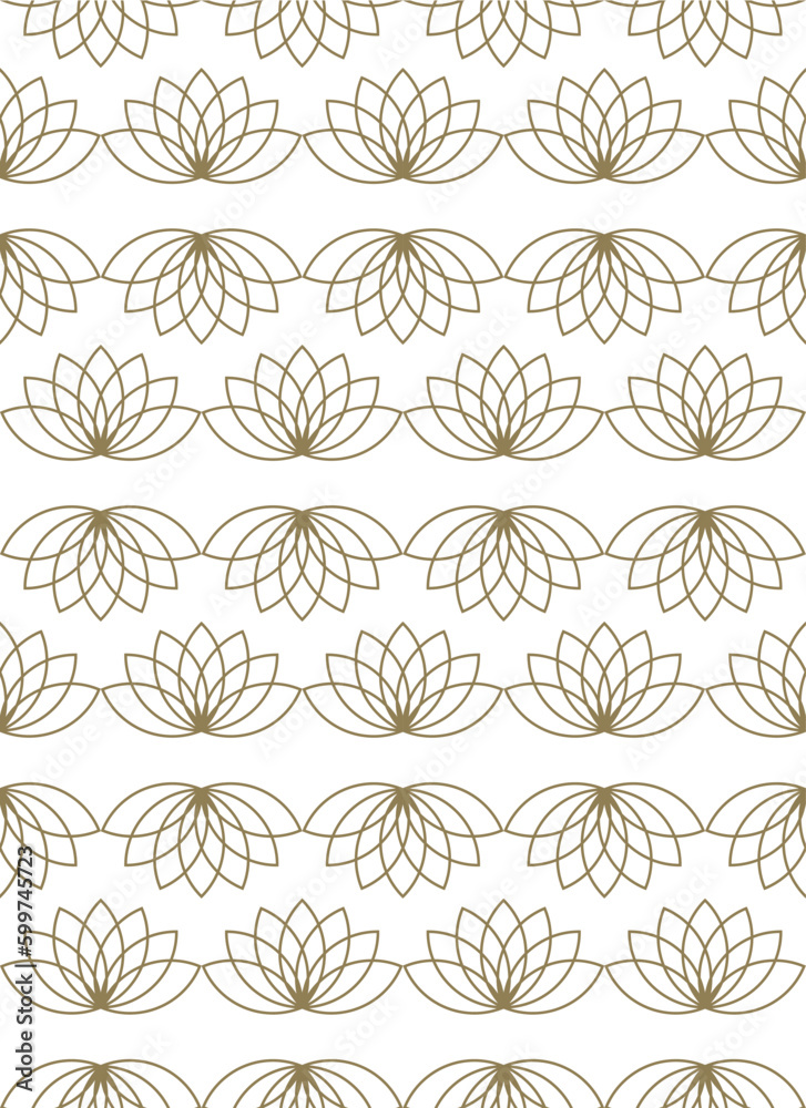 Seamless pattern with a lotus flower on a white background