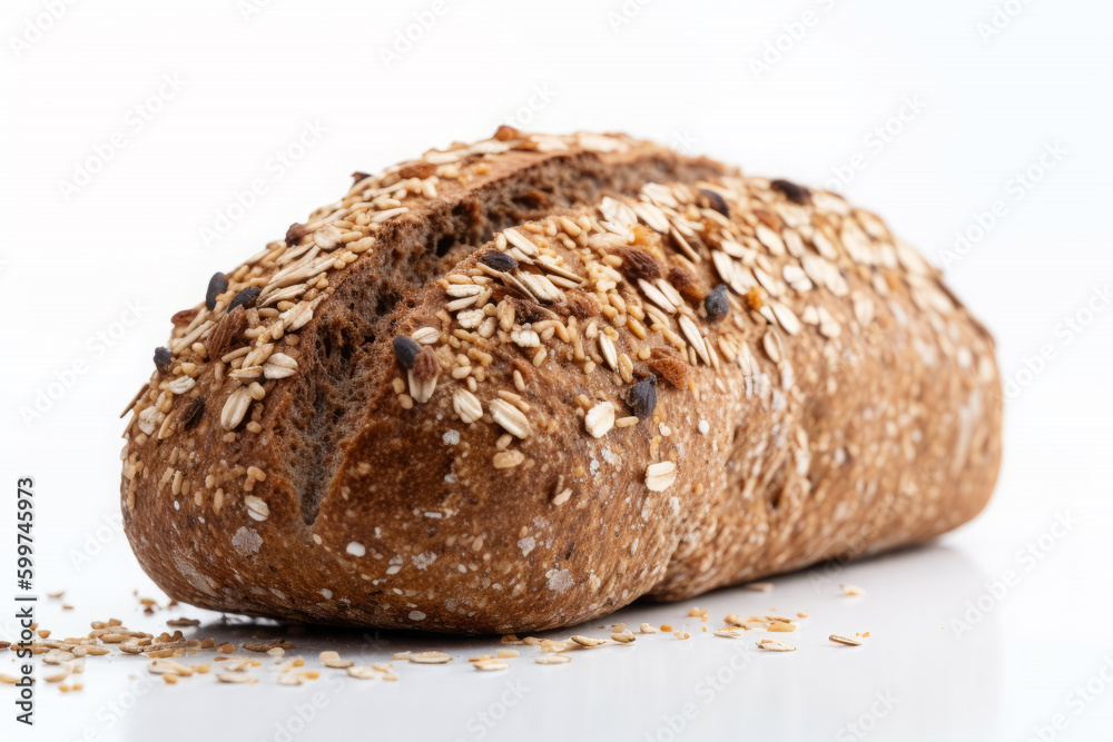 Bread with seeds white background. AI Generative. Bread with seeds white background. AI Generative.