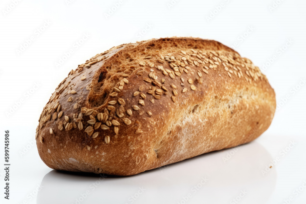 Bread with seeds white background. AI Generative. Bread with seeds white background. AI Generative.