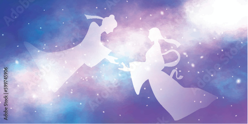 七夕　天の川　夜空　背景