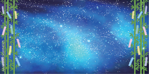 七夕　天の川　笹　背景