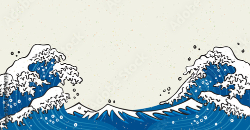 海　波　横長背景イラスト素材
