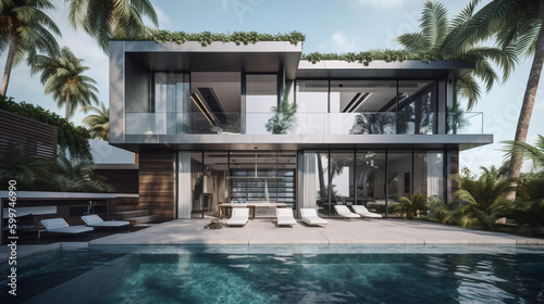 Luxury home. .Generative ai © Pixelated Paradise