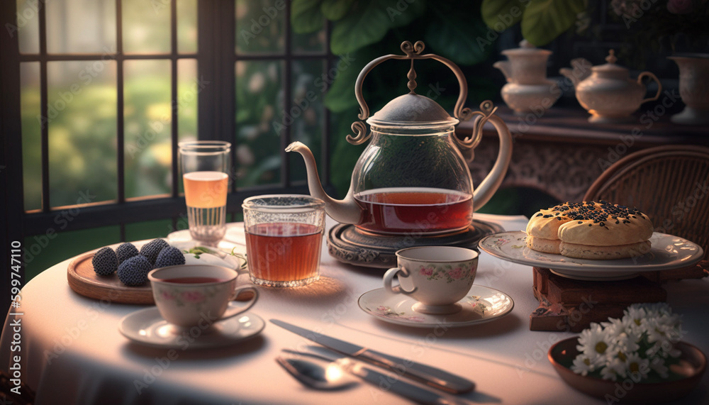 Fototapeta premium Afternoon tea. Generative ai