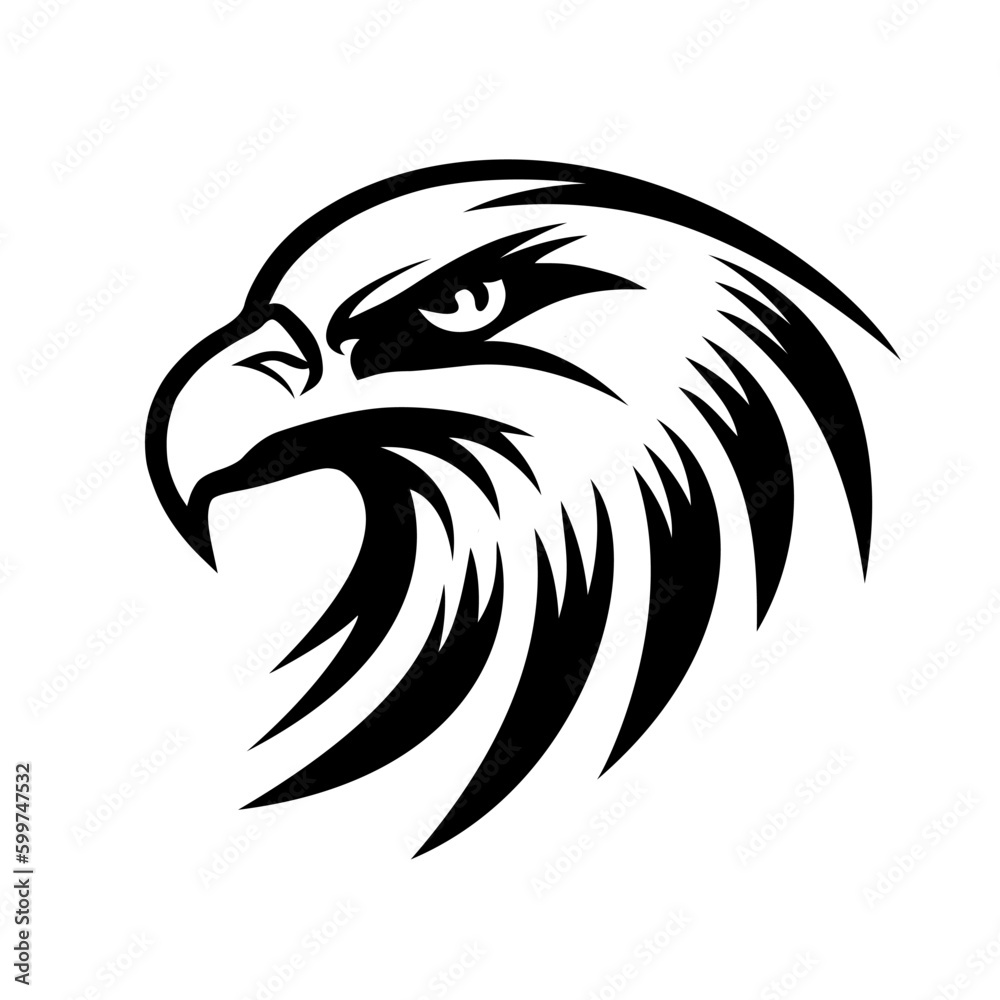 Fototapeta premium Eagle head logo vector illustration. Falcon illustration. Hawk logo. Design for mascot, label, badge, emblem, t-shirt
