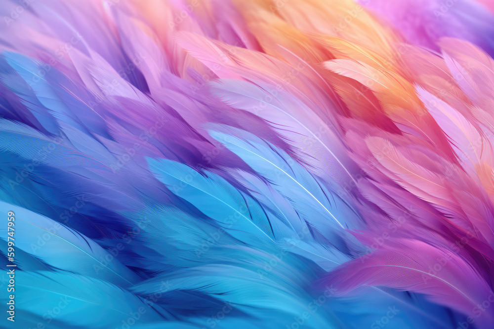 Detail of blue and purple feathers. Detail of blue and purple feathers.