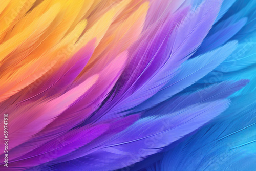 Detail of blue and purple feathers.