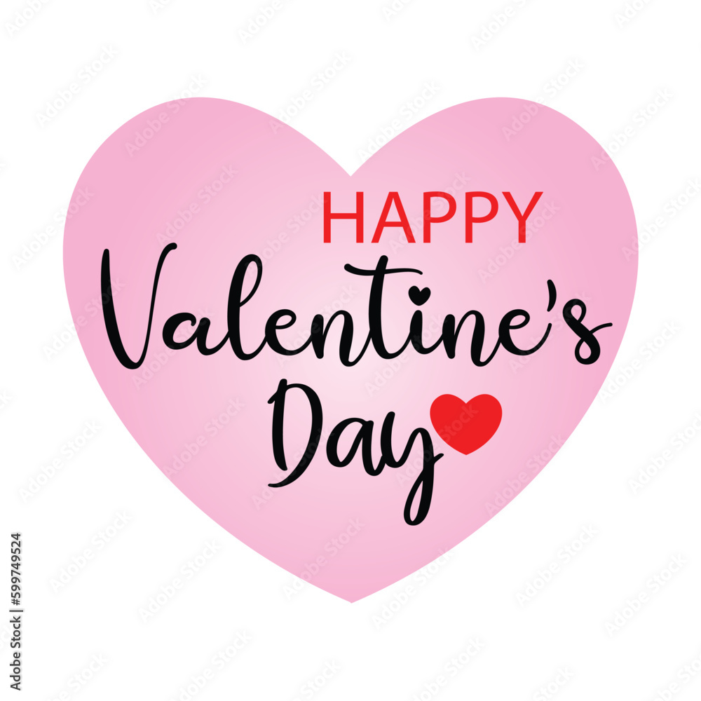 Valentines day background with heart and typography of happy valentines day text 