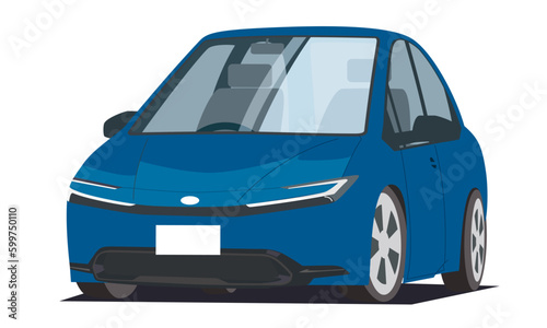 青い車_ハイブリットカー_ファミリーカー
